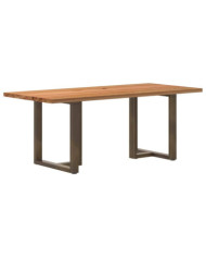 Table à manger marron clair bois de chêne massif rectangulaire | Mobilier & Déco