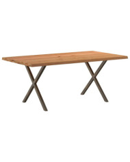 Table à manger marron clair bois de chêne massif rectangulaire | Mobilier & Déco