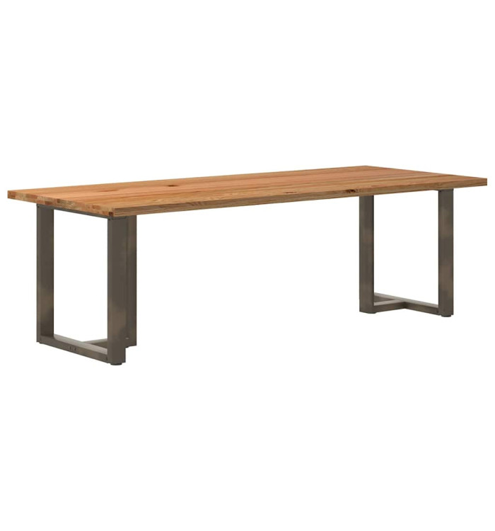 Table à manger marron clair bois de chêne massif rectangulaire | Mobilier & Déco