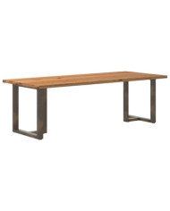 Table à manger marron clair bois de chêne massif rectangulaire | Mobilier & Déco