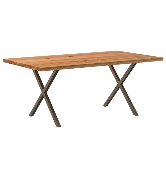 Table à manger marron clair bois de chêne massif rectangulaire | Mobilier & Déco
