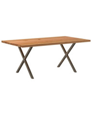 Table à manger marron clair bois de chêne massif rectangulaire | Mobilier & Déco