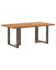 Table à manger marron clair bois de chêne massif rectangulaire | Mobilier & Déco