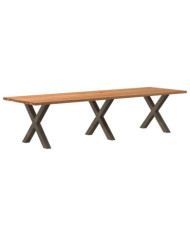 Table à manger marron clair bois de chêne massif rectangulaire | Mobilier & Déco