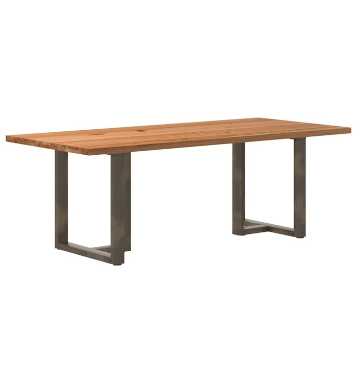 Table à manger marron clair bois de chêne massif rectangulaire | Mobilier & Déco