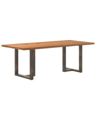 Table à manger marron clair bois de chêne massif rectangulaire | Mobilier & Déco
