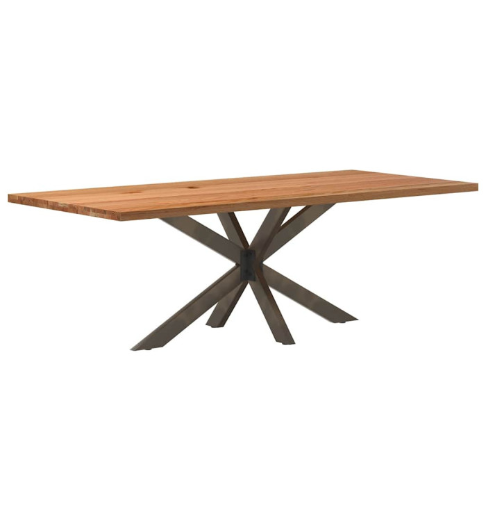 Table à manger marron clair bois de chêne massif rectangulaire | Mobilier & Déco