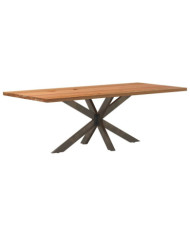 Table à manger marron clair bois de chêne massif rectangulaire | Mobilier & Déco