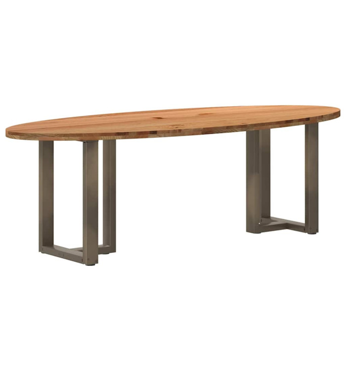 Table à manger marron clair bois de chêne massif ovale | Mobilier & Déco