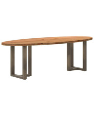 Table à manger marron clair bois de chêne massif ovale | Mobilier & Déco