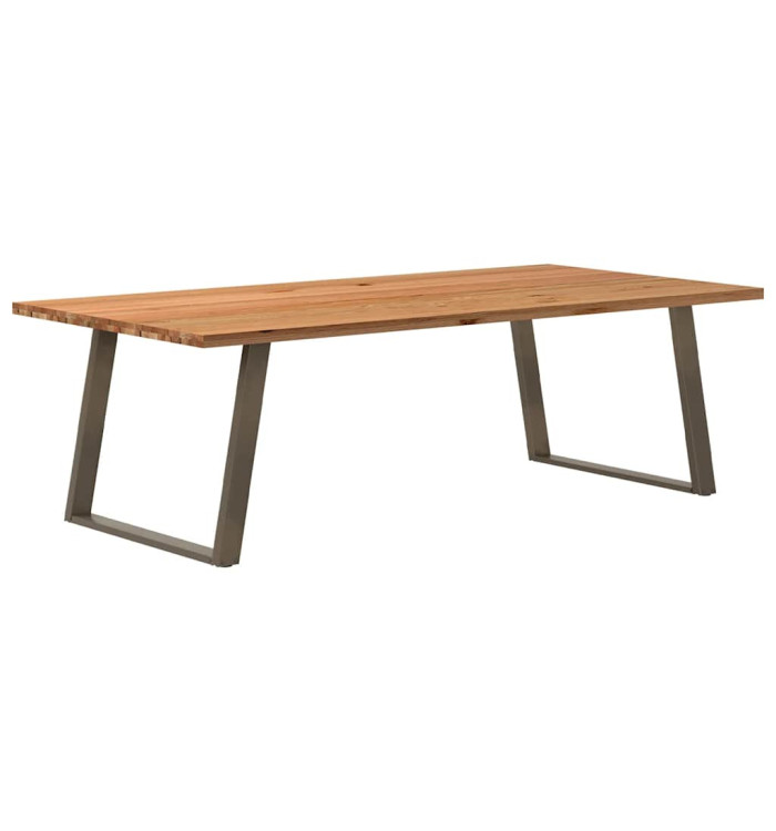 Table à manger marron clair bois de chêne massif rectangulaire | Mobilier & Déco