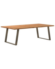 Table à manger marron clair bois de chêne massif rectangulaire | Mobilier & Déco