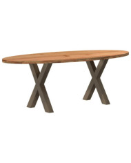 Table à manger 220x100x74 cm bois de chêne massif ovale | Mobilier & Déco