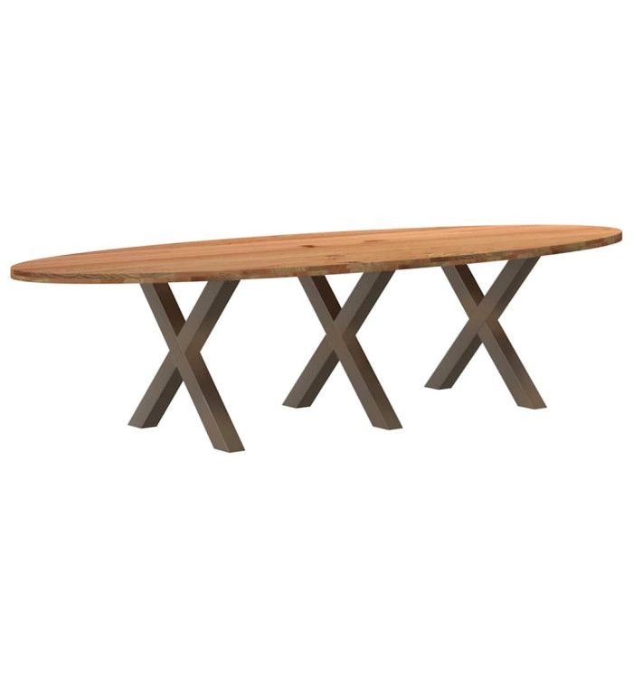 Table à manger marron clair bois de chêne massif ovale | Mobilier & Déco