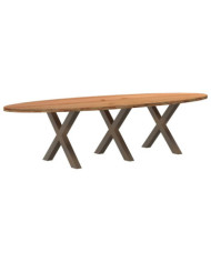 Table à manger marron clair bois de chêne massif ovale | Mobilier & Déco