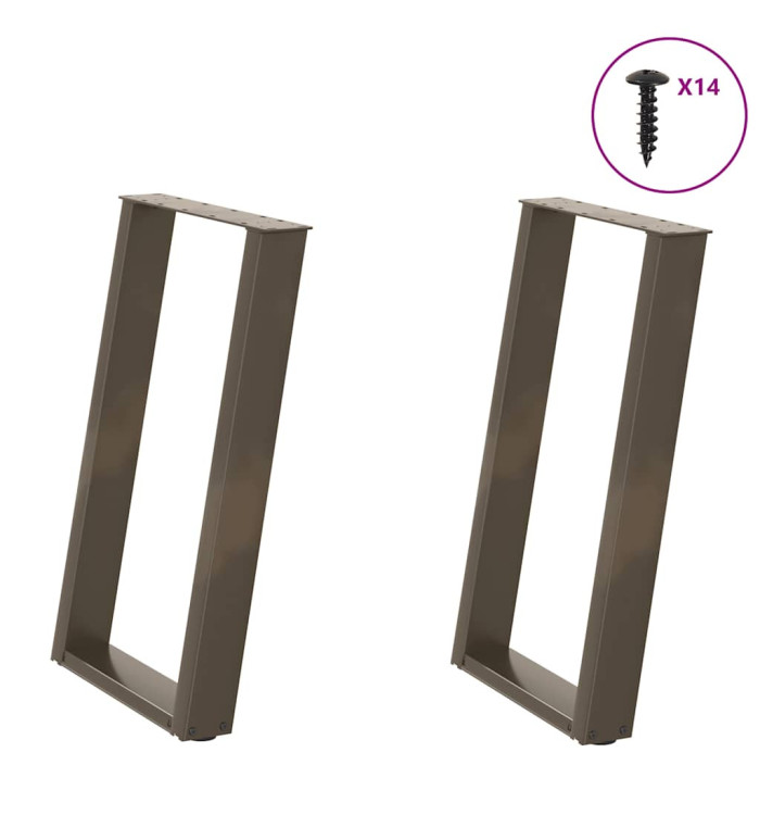 Pieds de table à manger en U 2 pièces Acier naturel 50 x (72-73) cm Acier | Mobilier & Déco