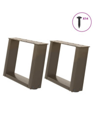 Pieds de table basse en U, 2 pièces, acier naturel, 50 x (30-31) cm | Mobilier & Déco