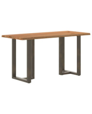 Table de bar rectangulaire en chêne massif avec bords naturels 180 x 80 x 92 cm | Mobilier & Déco