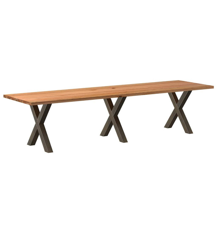Table à manger marron clair bois de chêne massif rectangulaire | Mobilier & Déco