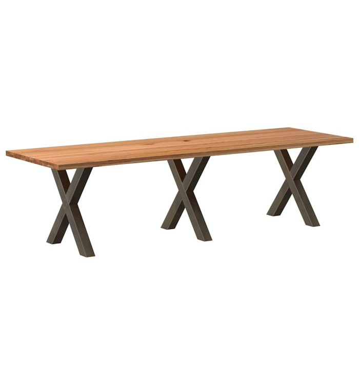 Table à manger marron clair bois de chêne massif rectangulaire | Mobilier & Déco