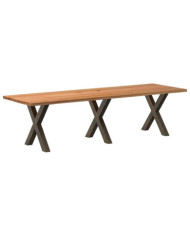 Table à manger marron clair bois de chêne massif rectangulaire | Mobilier & Déco