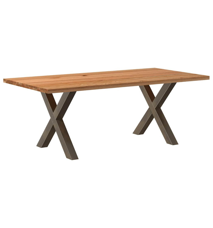 Table à manger marron clair bois de chêne massif rectangulaire | Mobilier & Déco
