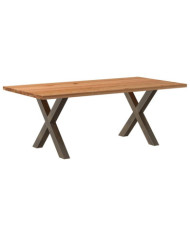 Table à manger marron clair bois de chêne massif rectangulaire | Mobilier & Déco