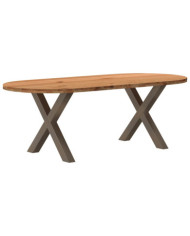 Table à manger 220x100x74 cm bois de chêne massif ovale | Mobilier & Déco