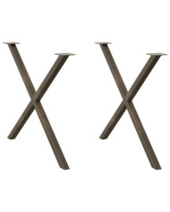 Pieds de table à manger en forme de X, 2 pièces, acier naturel, 90 x (72-73) cm | Mobilier & Déco