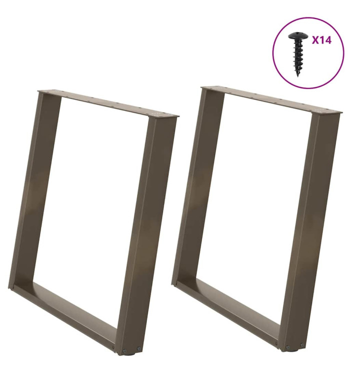 Pieds de table à manger en forme de U, 2 pièces, acier naturel, 90 x (72-73) cm | Mobilier & Déco
