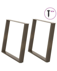 Pieds de table à manger en forme de U, 2 pièces, acier naturel, 90 x (72-73) cm | Mobilier & Déco