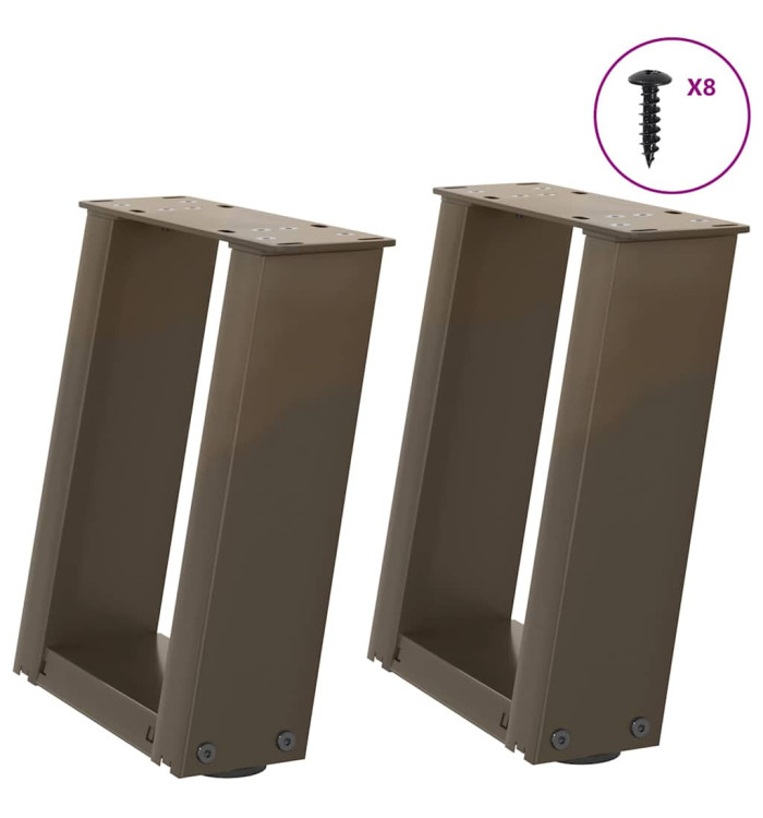 Pieds de table basse en U 2 pièces Acier naturel 30 x (30-31) cm Acier | Mobilier & Déco