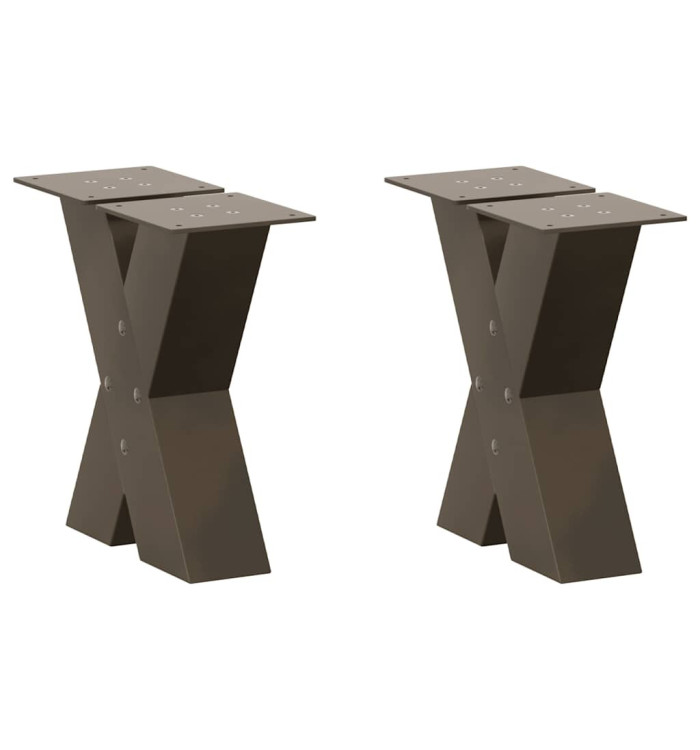 Pieds de table basse en forme de X, 2 pièces, acier naturel, 30 x (30-31) cm | Mobilier & Déco