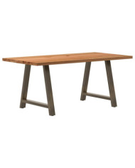 Table à manger marron clair bois de chêne massif rectangulaire | Mobilier & Déco