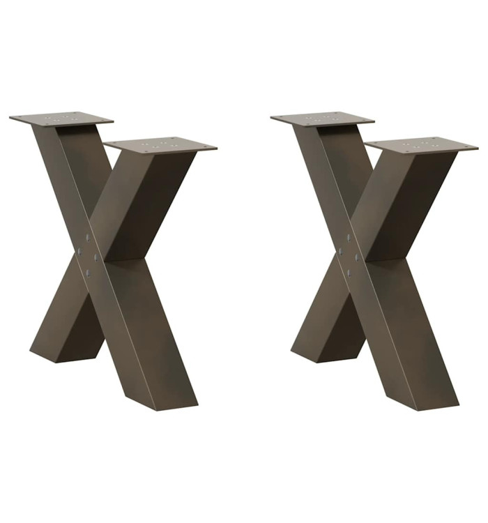 Pieds de table basse en forme de X, 2 pièces, acier naturel, 50 x (42-43) cm | Mobilier & Déco