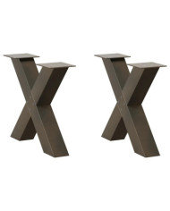 Pieds de table basse en forme de X, 2 pièces, acier naturel, 50 x (42-43) cm | Mobilier & Déco