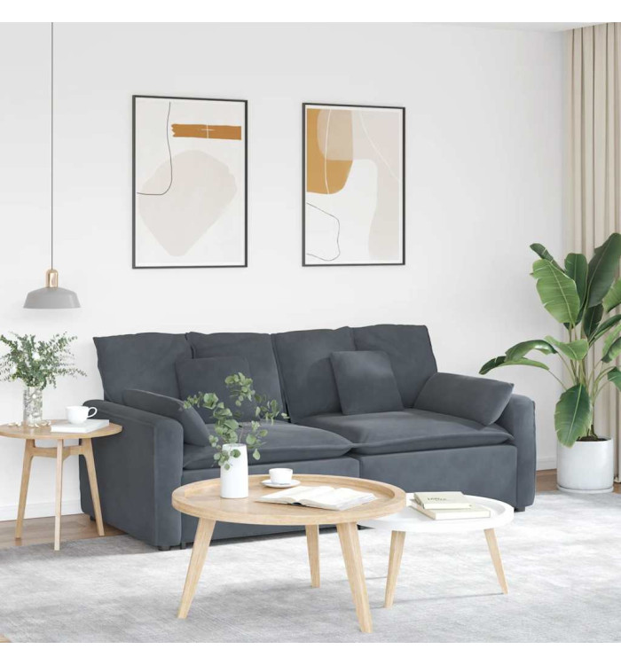 Canapé modulaire avec coussins gris foncé | Mobilier & Déco