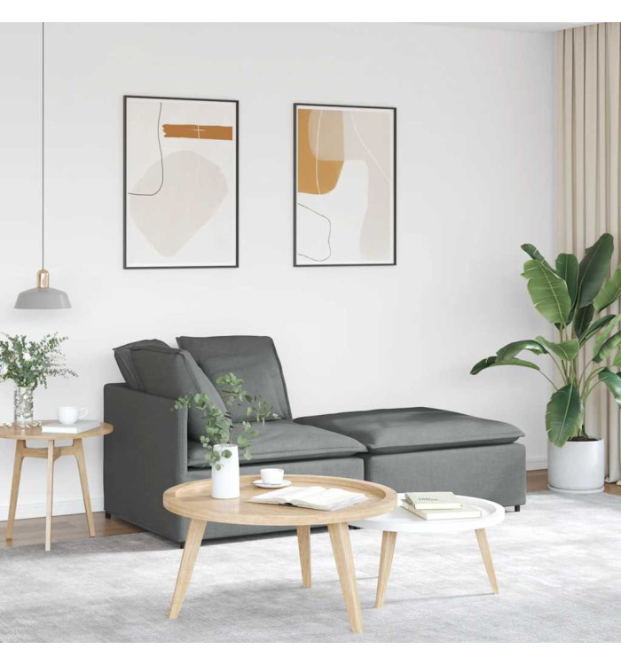 Canapé modulaire et repose-pieds et coussins tissu gris foncé | Mobilier & Déco