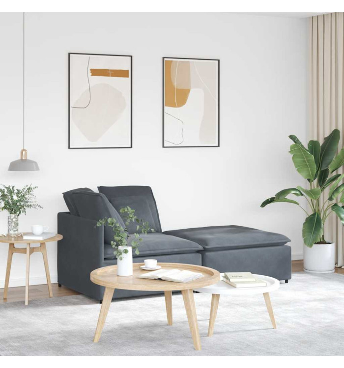 Canapé modulaire et repose-pieds et coussins velours gris foncé | Mobilier & Déco
