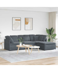 Canapé modulaire et repose-pieds et coussins velours gris foncé | Mobilier & Déco