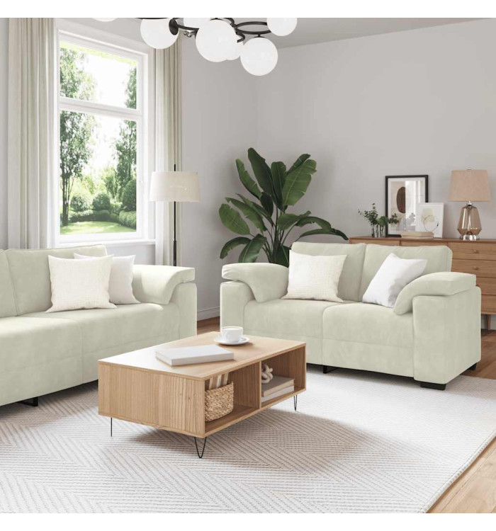 Ensemble de canapés 3 pcs avec coussins Crème Velours | Mobilier & Déco