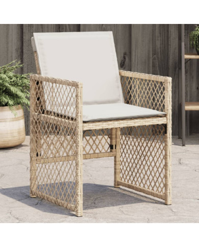 Chaises de jardin avec coussins lot de 4 beige résine tressée | Mobilier & Déco