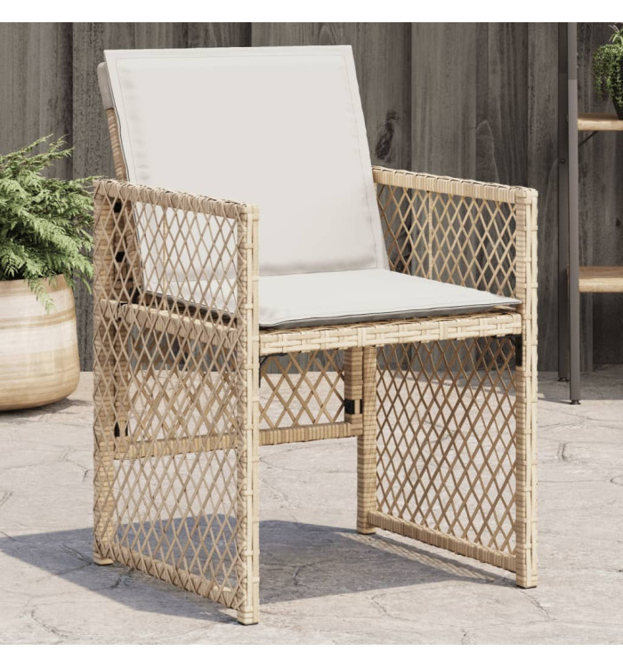 Chaises de jardin avec coussins lot de 4 beige résine tressée | Mobilier & Déco