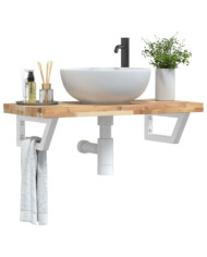 Étagère de vasque murale acier et bois massif d'acacia | Mobilier & Déco
