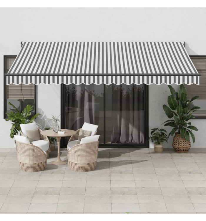 Auvent rétractable anthracite et blanc 4,5x3 m tissu/aluminium | Mobilier & Déco