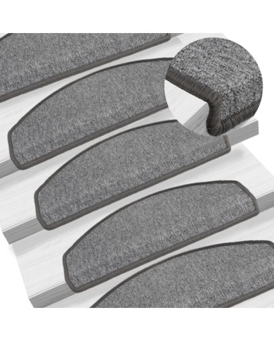 Tapis d'escalier 15 pcs Gris foncé 65 x 24 x 4 cm | Mobilier & Déco