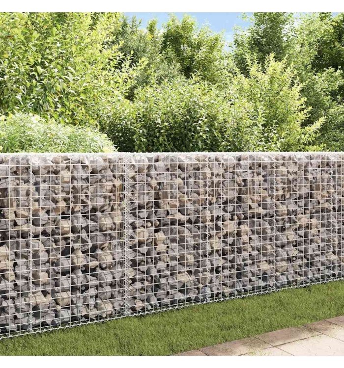 Mur à gabion avec couvercles Acier galvanisé 200 x 20 x 85 cm | Mobilier & Déco