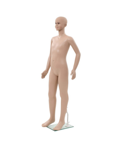 Mannequin enfant corps complet avec base verre Beige 140 cm | Mobilier & Déco