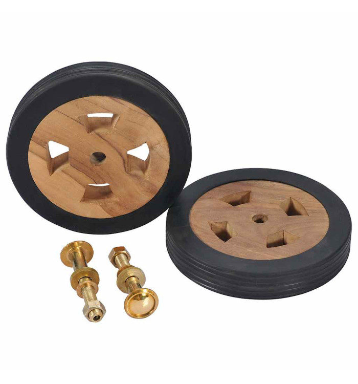 Roues de rechange pour transat 2 pcs Bois de teck solide | Mobilier & Déco