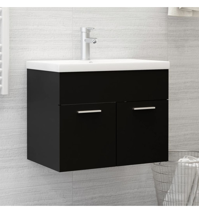 Armoire d'évier avec lavabo intégré Noir Aggloméré | Mobilier & Déco